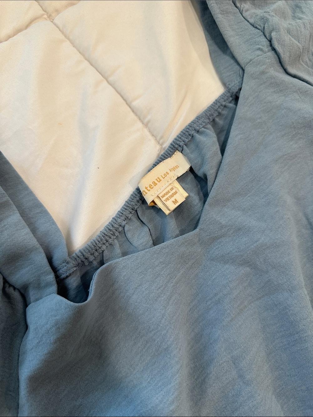 Monteau Dusty Blue Tiered V-Neck Short Sleeve Dress - Picture 2 of 2
